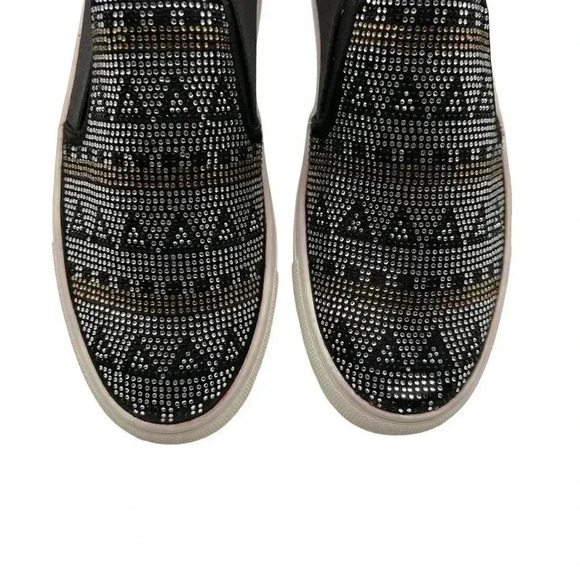 Whirl Slip On Canvas Women 10 Geometric black gold silver geometric rhinestones - Picture 3 of 8